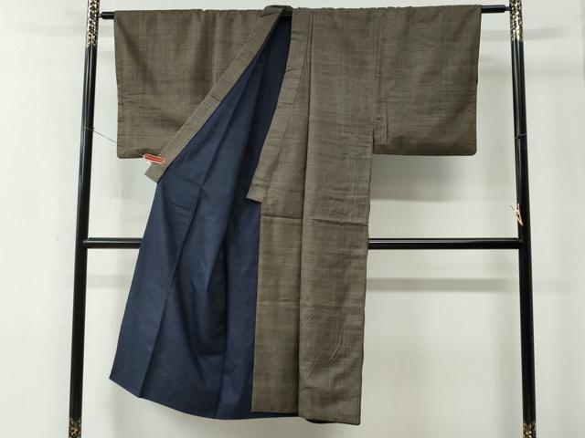 平和屋着物●男性　紬　アンサンブル　格子　正絹　逸品　CABC7165yc