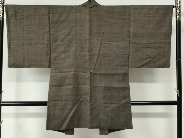 平和屋着物●男性　紬　アンサンブル　格子　正絹　逸品　CABC7165yc