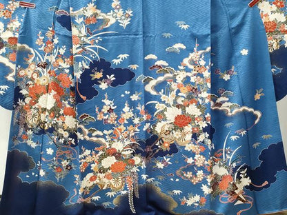 平和屋着物●豪華振袖　雲取り牡丹花車文　金彩　正絹　逸品　CABC7167yc