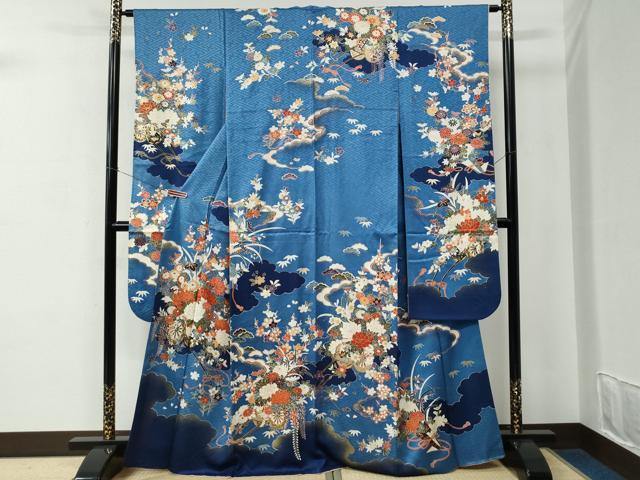 平和屋着物●豪華振袖　雲取り牡丹花車文　金彩　正絹　逸品　CABC7167yc