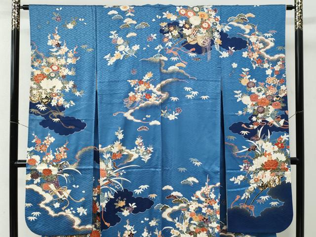 平和屋着物●豪華振袖　雲取り牡丹花車文　金彩　正絹　逸品　CABC7167yc