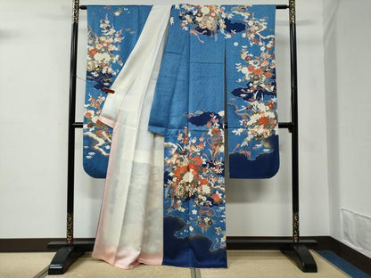 平和屋着物●豪華振袖　雲取り牡丹花車文　金彩　正絹　逸品　CABC7167yc