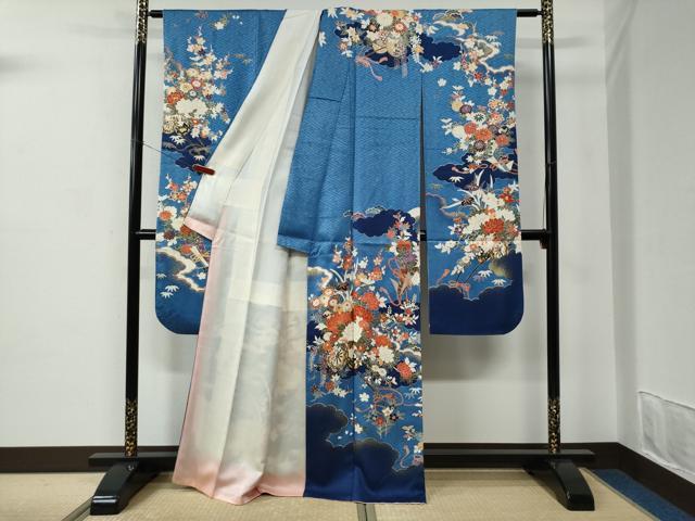 平和屋着物●豪華振袖　雲取り牡丹花車文　金彩　正絹　逸品　CABC7167yc