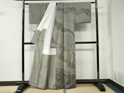 平和屋着物●中国三大刺繍　スワトウ刺繍　訪問着　吉祥草花間道　金糸　正絹　逸品　CABC7168yc