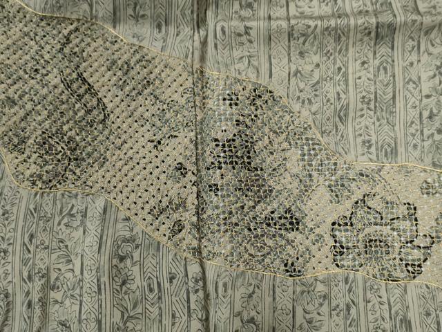 平和屋着物●中国三大刺繍　スワトウ刺繍　訪問着　吉祥草花間道　金糸　正絹　逸品　CABC7168yc