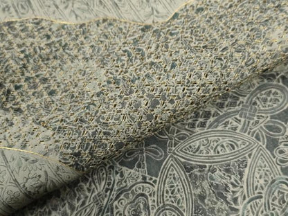 平和屋着物●中国三大刺繍　スワトウ刺繍　訪問着　吉祥草花間道　金糸　正絹　逸品　CABC7168yc