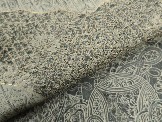 平和屋着物●中国三大刺繍　スワトウ刺繍　訪問着　吉祥草花間道　金糸　正絹　逸品　CABC7168yc