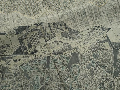 平和屋着物●中国三大刺繍　スワトウ刺繍　訪問着　吉祥草花間道　金糸　正絹　逸品　CABC7168yc