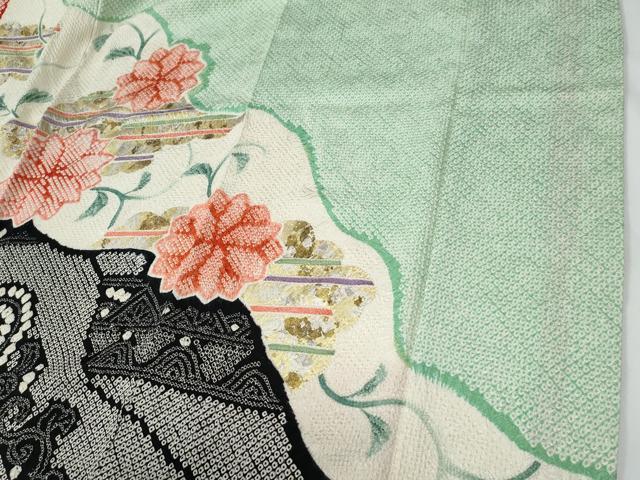 平和屋着物●豪華振袖　絞り　雲取り吉祥花唐草文　金銀彩　正絹　逸品　CABC7169yc