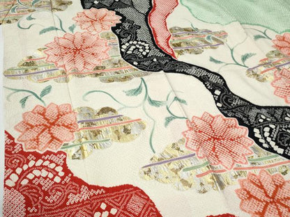 平和屋着物●豪華振袖　絞り　雲取り吉祥花唐草文　金銀彩　正絹　逸品　CABC7169yc