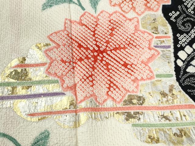 平和屋着物●豪華振袖　絞り　雲取り吉祥花唐草文　金銀彩　正絹　逸品　CABC7169yc
