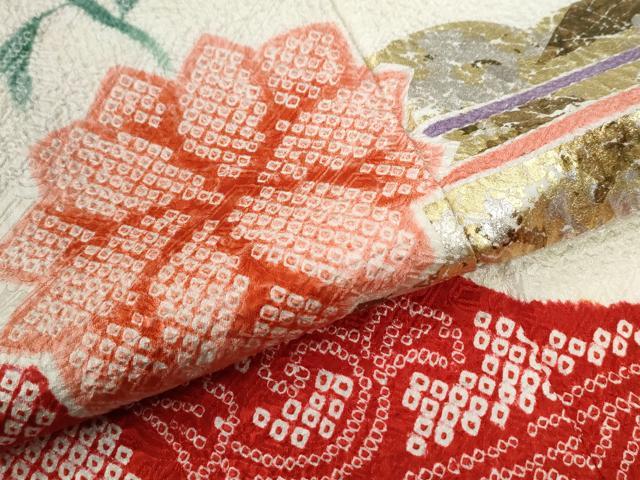 平和屋着物●豪華振袖　絞り　雲取り吉祥花唐草文　金銀彩　正絹　逸品　CABC7169yc