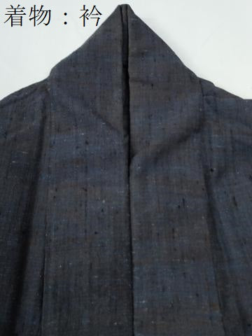 平和屋着物●男性　紬　アンサンブル　霞文　羽裏：一富士二鷹三茄子　正絹　逸品　CABC7171yc