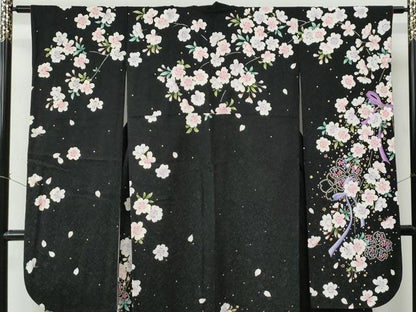 平和屋着物●世界的ファッションデザイナー 山本寛斎 kansaiブランド 振袖 舞桜 ラメ糸 銀通し地 京都きもの友禅扱い 正絹 逸品 CABC7173yc
