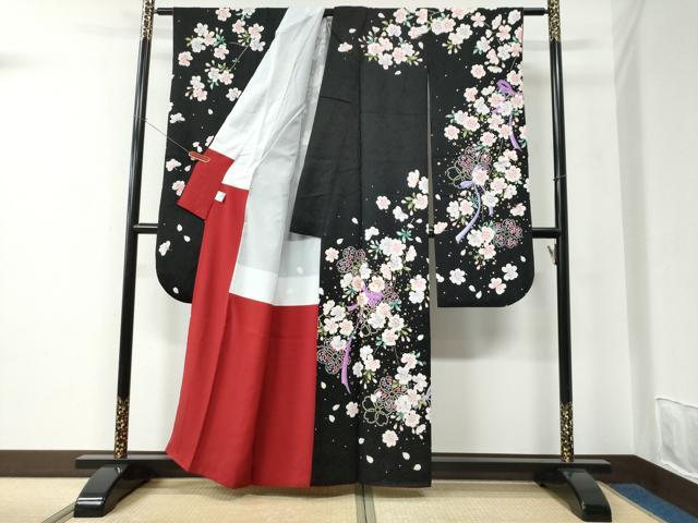 平和屋着物●世界的ファッションデザイナー 山本寛斎 kansaiブランド 振袖 舞桜 ラメ糸 銀通し地 京都きもの友禅扱い 正絹 逸品 CABC7173yc