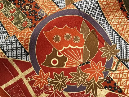 平和屋着物●豪華振袖　駒刺繍　花蝶丸文　暈し染め　黒地　金彩　正絹　逸品　CABC7175yc