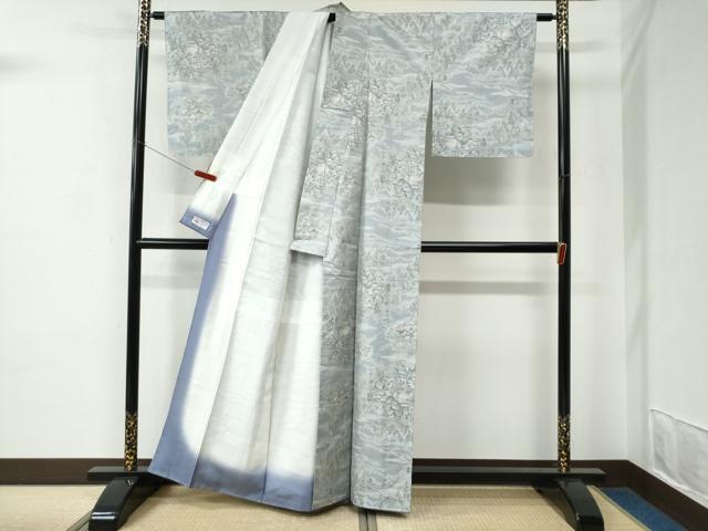 平和屋着物●都喜ヱ門　本場大島紬　総絣　霞樹林風景文　藤絹織物謹製　やまと誂製　正絹　逸品　未使用　CABC7176yc