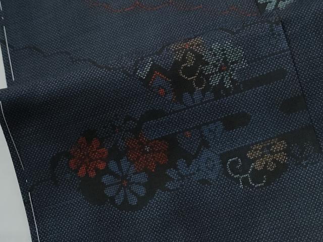 平和屋着物●本場大島紬　9マルキ　雲取りエ霞雲取り花唐草文　正絹　逸品　未使用　CABC7177yc