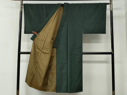 平和屋着物●男性　紬　縞　黒地　ますいわ屋扱い　正絹　逸品　CABC7179yc