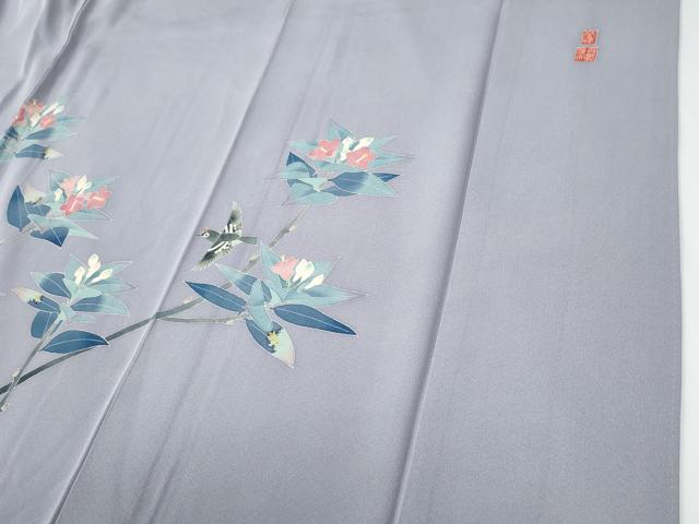 平和屋着物●本加賀友禅作家　百貫華峰　訪問着　花鳥文　暈し染め　正絹　逸品　CABC7180yc