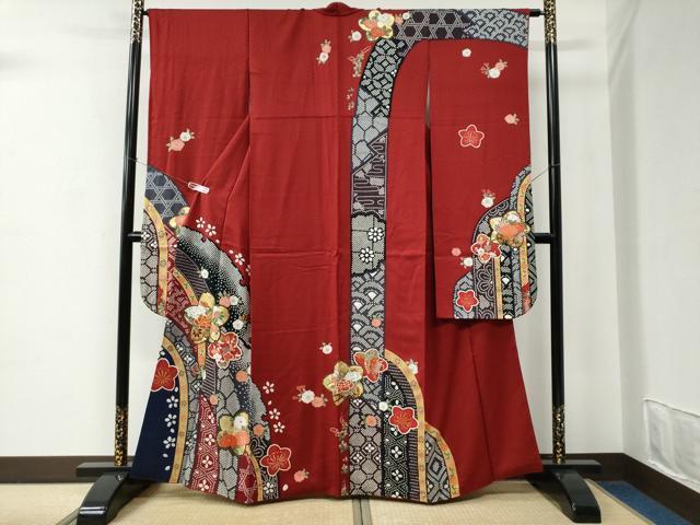 平和屋着物●豪華振袖　雪輪舞桜花車文　金彩　正絹　逸品　CABC7181yc