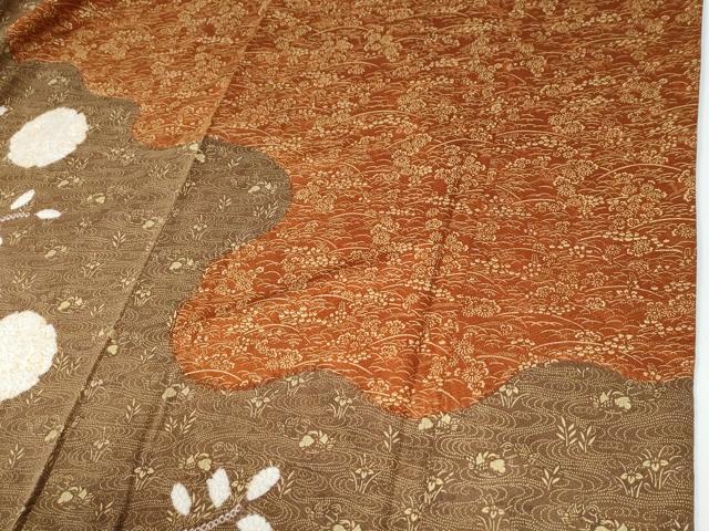 平和屋着物●訪問着　絞り　刺繍　流水雪輪草花文　金彩　正絹　逸品　CABC7182yc