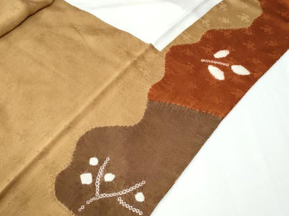 平和屋着物●訪問着　絞り　刺繍　流水雪輪草花文　金彩　正絹　逸品　CABC7182yc