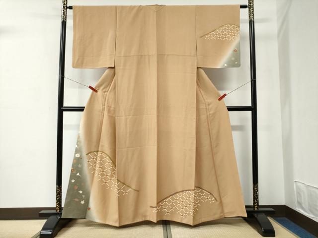 平和屋着物●訪問着　籬吹き寄せ花文　暈し染め　金彩　正絹　逸品　CABC7183yc
