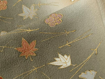 平和屋着物●訪問着　籬吹き寄せ花文　暈し染め　金彩　正絹　逸品　CABC7183yc