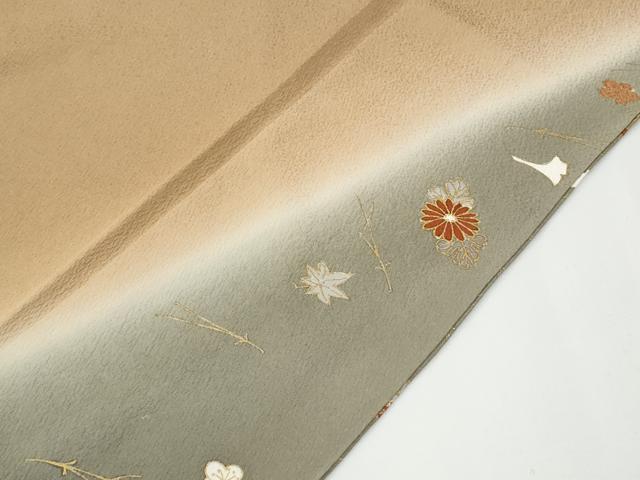 平和屋着物●訪問着　籬吹き寄せ花文　暈し染め　金彩　正絹　逸品　CABC7183yc