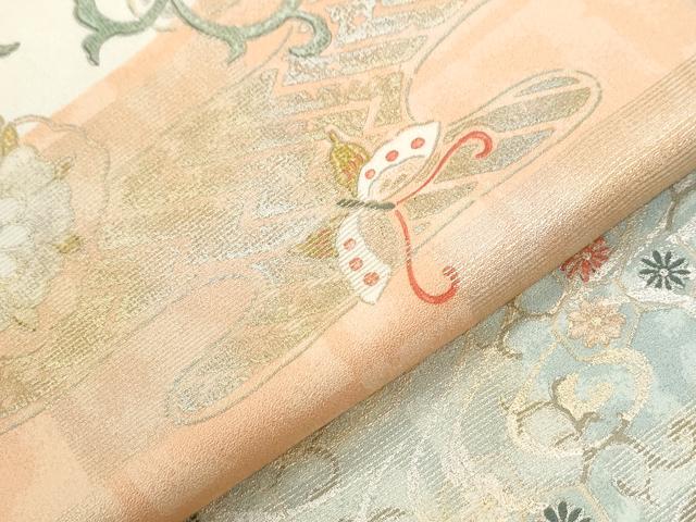 平和屋着物●訪問着　市松流水花蝶動物唐草文　金銀彩　正絹　逸品　CABC7184yc