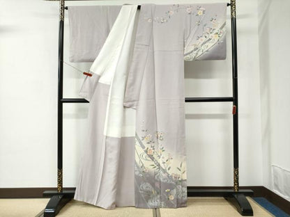 平和屋着物●訪問着　笹竹枝花文　暈し染め　金彩　正絹　逸品　CABC7185yc