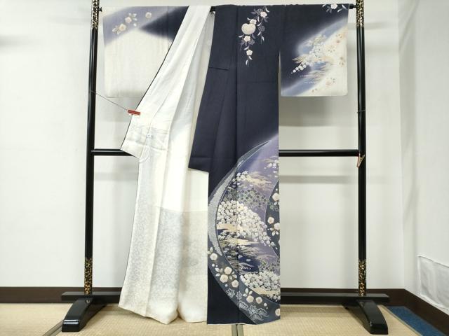 平和屋着物●訪問着　駒刺繍　霞松竹梅花文　暈し染め　金彩　正絹　逸品　CABC7186yc