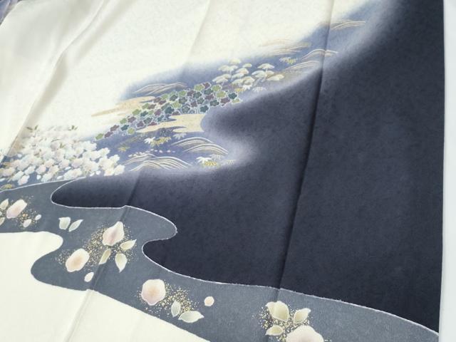 平和屋着物●訪問着　駒刺繍　霞松竹梅花文　暈し染め　金彩　正絹　逸品　CABC7186yc