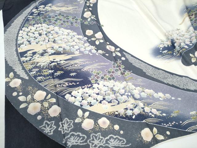 平和屋着物●訪問着　駒刺繍　霞松竹梅花文　暈し染め　金彩　正絹　逸品　CABC7186yc