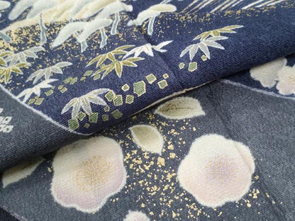 平和屋着物●訪問着　駒刺繍　霞松竹梅花文　暈し染め　金彩　正絹　逸品　CABC7186yc