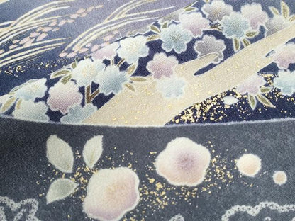 平和屋着物●訪問着　駒刺繍　霞松竹梅花文　暈し染め　金彩　正絹　逸品　CABC7186yc