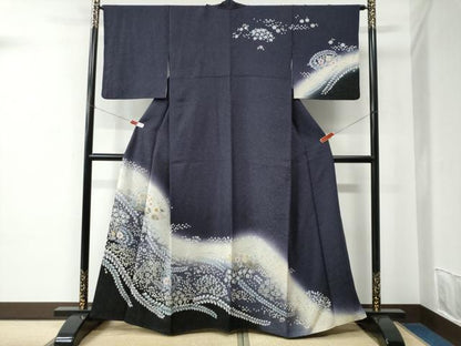 平和屋着物●訪問着　辻が花　暈し染め　銀通し地　正絹　逸品　CABC7192yc