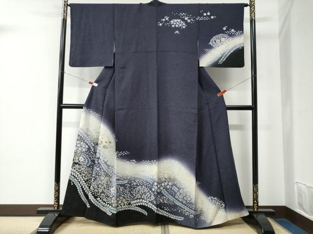 平和屋着物●訪問着　辻が花　暈し染め　銀通し地　正絹　逸品　CABC7192yc