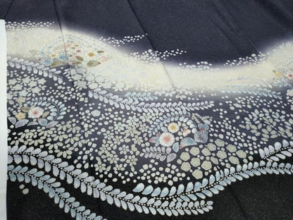 平和屋着物●訪問着　辻が花　暈し染め　銀通し地　正絹　逸品　CABC7192yc