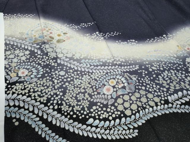平和屋着物●訪問着　辻が花　暈し染め　銀通し地　正絹　逸品　CABC7192yc