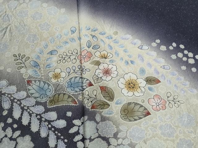 平和屋着物●訪問着　辻が花　暈し染め　銀通し地　正絹　逸品　CABC7192yc