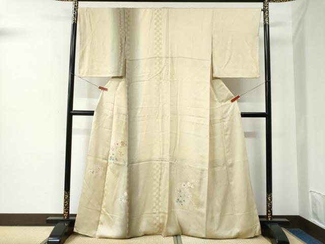 平和屋着物●訪問着　総刺繍　枝花文　暈し染め　正絹　逸品　CABC7198yc