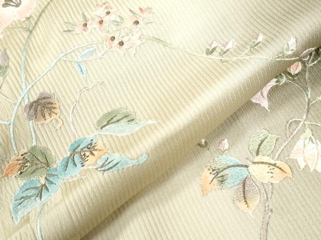 平和屋着物●訪問着　総刺繍　枝花文　暈し染め　正絹　逸品　CABC7198yc