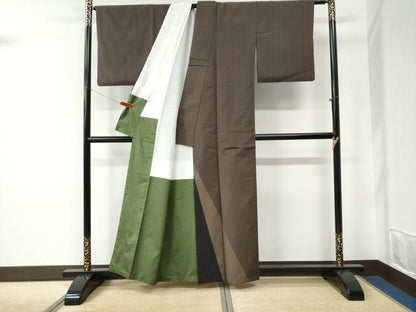 平和屋着物●本場縞大島紬　色留訪問着　縞　正絹　逸品　CABC7199yc