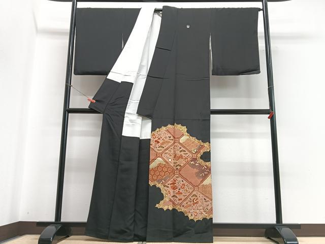 平和屋着物■豪華黒留袖　駒刺繍　宝尽くし文　金彩　正絹　逸品　CABC7211xe