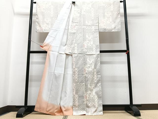 平和屋着物▽小紋　単衣　更紗花文　洗える着物　AAAU8662fy 平和屋着物＊夏物 小紋 紗 枝花文 CAAW9936gh 【公式通販】