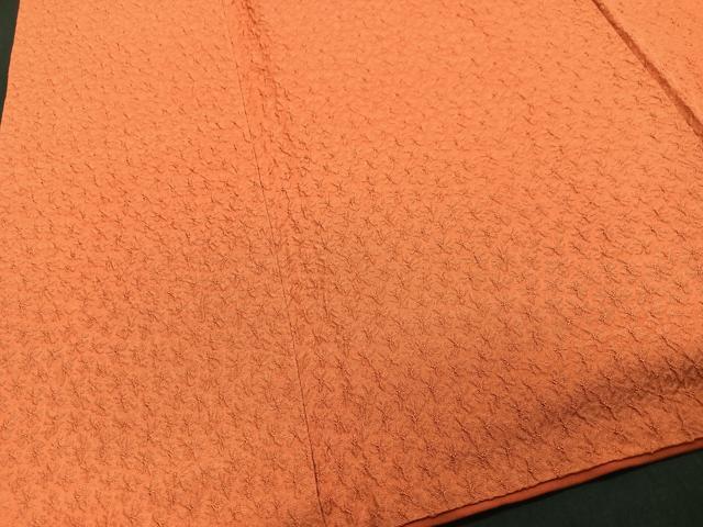 平和屋着物■上質な色無地 草花地紋 黄赤色 鈴乃屋扱い 正絹 逸品 CABC7247xe
