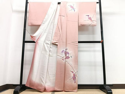 平和屋着物■訪問着 鳥 暈し染め 銀彩 正絹 逸品 CABC7261xe