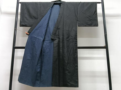 平和屋着物■男性　紬　青褐色　正絹　逸品　CABC7306xe